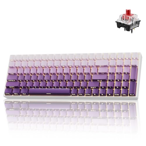 Image of ZORNHER ZH100 Wireless Mechanical Keyboard,98% Purple Creamy Keyboard with Number Pad,Full Size Gaming Keyboard,Lighted Up PBT Dipped Keycaps,KKT Red Switches