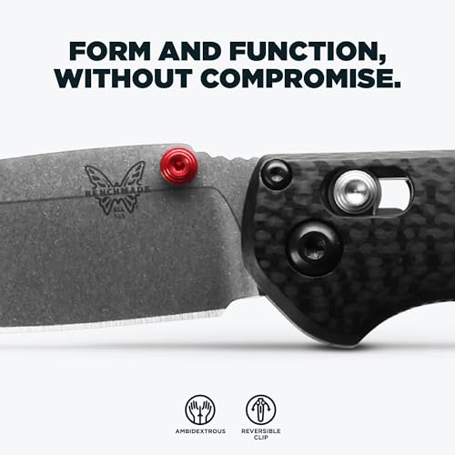 Benchmade - Mini Freek Outdoor EDC Knife, Drop-Point Blade with Black Carbon Fiber Handle (565-1) - Image 3
