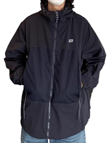 Image of UNISEX Lightweight Windbreaker Jackets Outdoor Hooded Pocket Raincoat Jacket (US, Alpha, X-Large, Regular, Regular, BLUE)