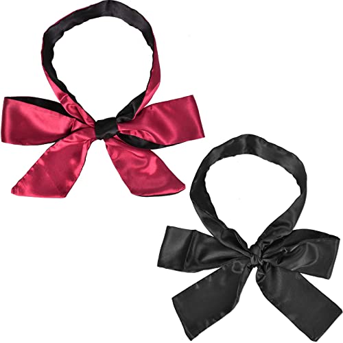 Máscaras de Satén para Dormir, 2 Piezas Máscara de Ojos Suave, Venda para los Ojos Cinta para Dormir Cinta de Satén, Antifaz de Satén para Mejorar El Sueño, Regalo de San Valentín (Negro Rojo y Negro) Cover