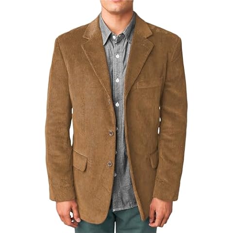 Wangyue Mens Light Brown Corduroy Blazer Mens Sport Coats and Blazers Slim Fit Mens Corduroy Blazer Valentines Blazer Men 3XL Cover