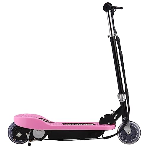QUAHEAS E-Scooter 120 W Rosa klappbar mit höhenverstellbarem Lenker und hinterer Bremse, Kinder Tretroller für Freizeit und Outdoor, 13,75 cm Räder, 12 km/h Geschwindigkeit, 50 kg Traglast