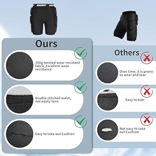 EULANT Short de Protection Rembourré pour Snowboard/Ski/Patinage sur Glace/Ski à roulettes/Vélos/Skate, Protection Hip Pad, Coussinets de Protection 3D pour Hanche / Cul / Coccyx