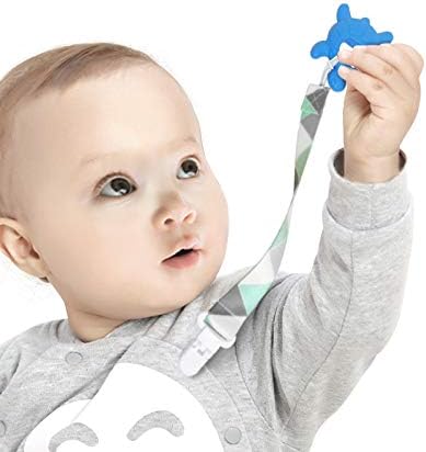 Dummy Clip Boys, 4 Pack Pacifier Holders Leashes Set, Fits All Pacifiers Baby Teething Toys, Baby Shower