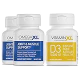 OmegaXL Joint Support Supplement - Natural Muscle/Immune Support, 60 Softgels (2 Pack) & VitaminXL D3 High Potency Daily Vitamin D 5000 IU 125mcg Supplement (30 Softgels)