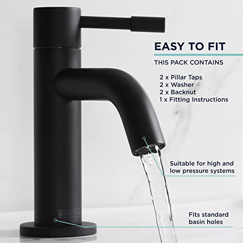 Bristan Mila Basin Pillar Taps Black (MI 1/2 BLK) - Image 3