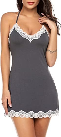 Avidlove Womens Nightgown Sexy Lace Sleepwear V Neck Full Slip Chemise Lingerie Cotton Night Gowns Babydoll Sleepshirt - Image 5