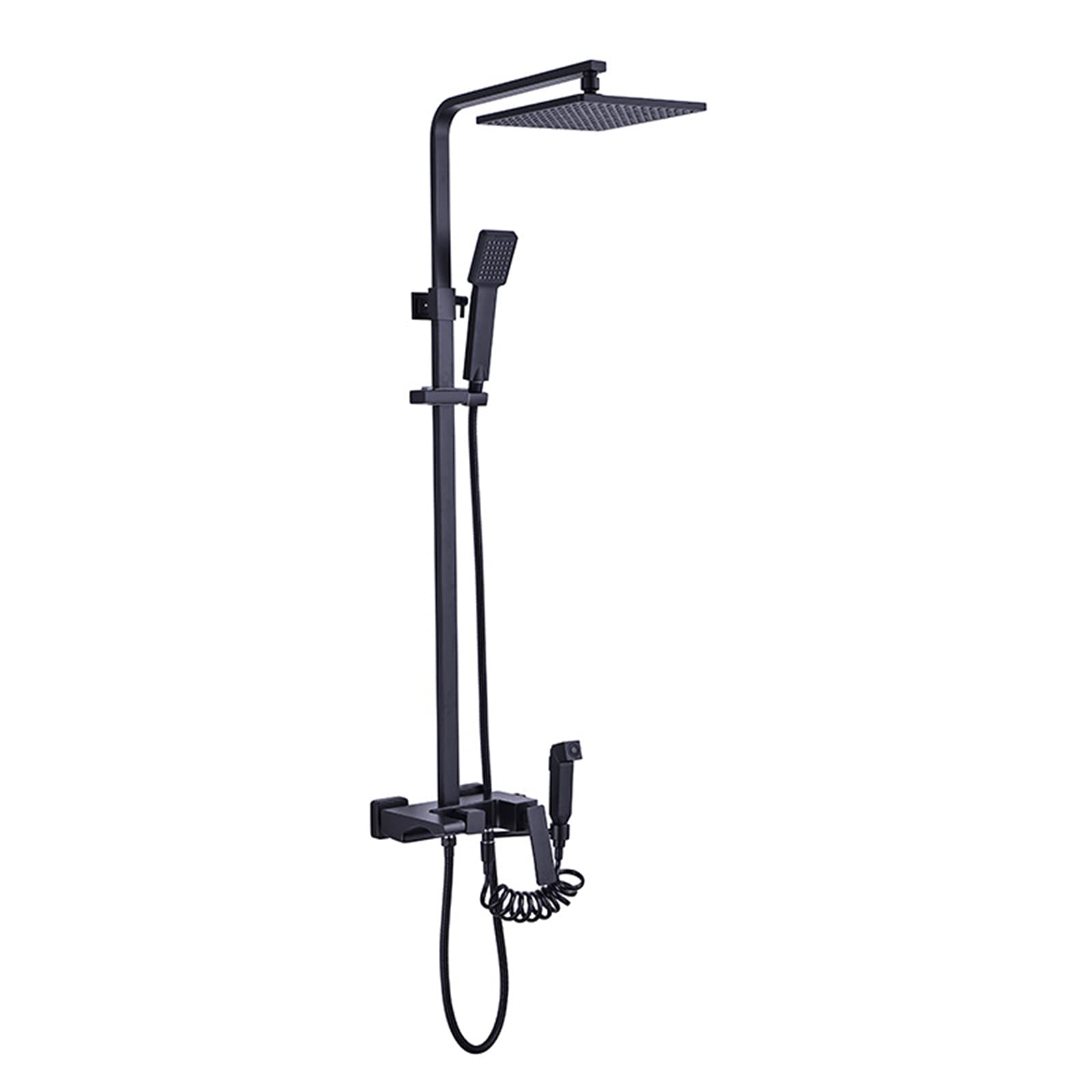 Ensemble de douche à 4 voies noir mat avec douchette haute pression et robinet