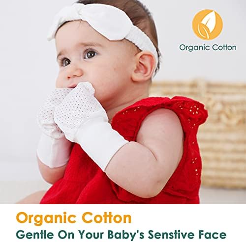 Baby Mittens Baby Anti Scratch Mittens No Scratch Mittens Baby Gloves for 0-6 Months Baby Boys Girls (White 6 Pack, 0-6 Months)