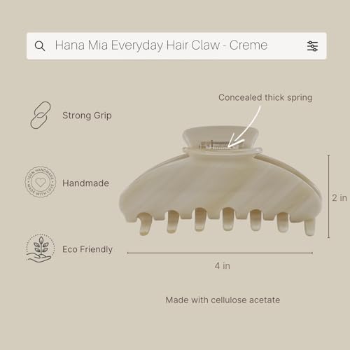 Hana Mia Large Creme Glossy Claw Clip (Single) — view 3