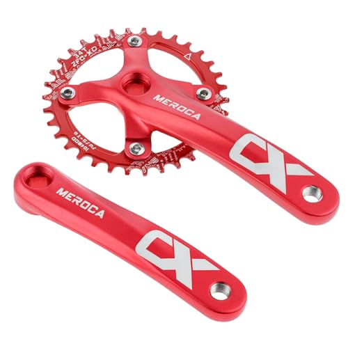 SURIEEN 34T Mountain Bike 170mm Square Crankset, Single Speed Crankset, 104 BCD Bike Crank Arm Set for Mountain Bike, Road bike, Folding bike, MTB, BMX