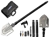 BSH Adventure Klappspaten SP-016 80 cm - Multifunktional Schaufel - Survival Spaten - Klappschaufel und Universalmesser mit Feuerstahl - Axt mit Glasbrecher und Kompass - Camping Kit