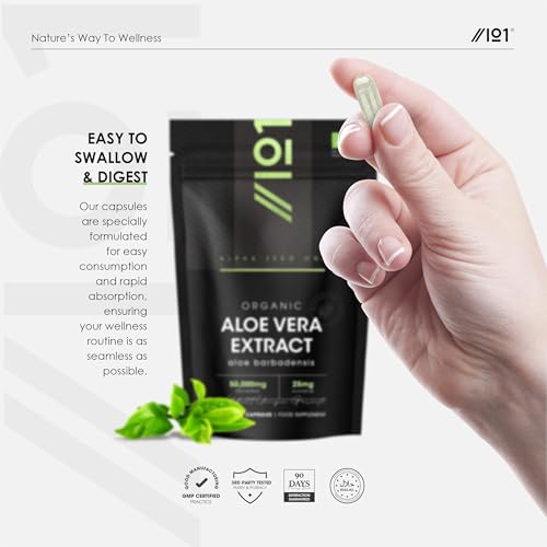 Organic Aloe Vera Extract 50,000mg - Standardised 25mg Aloveros Supplement - 90 Vegan Capsules (3 Months Supply) - Resealable and Recyclable Pouch - by Alpha01 - Image 5