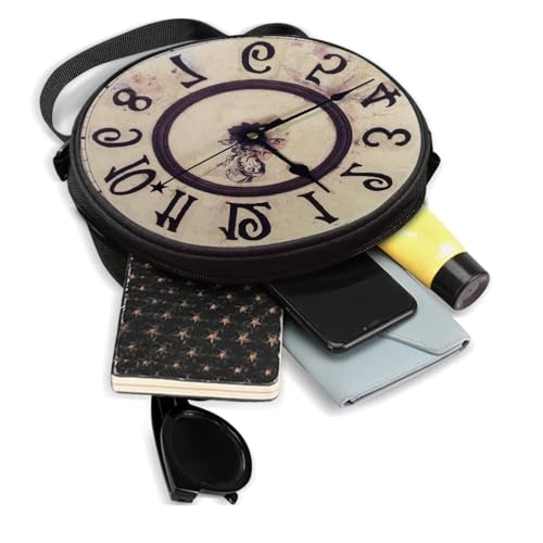 Image of Women Novelty Round Clock Shape Zippered Clock Purses for Women Tote Handbag Shoulder Bag, Gift for Mom Girlfriend