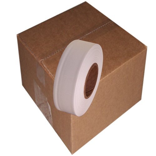 Flagging Tape 1-3/16" Non-Adhesive Plastic Ribbon, White (Pack of 12)