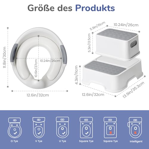 DEANIC Toilettensitz für Kinder mit Tritthocker, Toilettensitz mit Treppe und 2 Stufen Hocker… – Ansicht 6