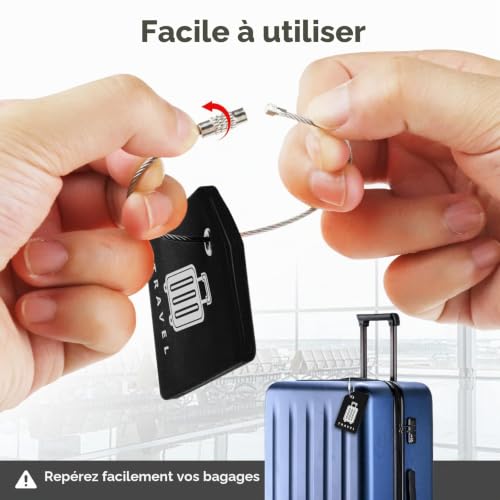 Teskyer 5 Pièces Etiquette Valise - Silicone, Durables, Visibles, Souples, avec Boucles en Acier, avec Carte d'Identité, Étiquettes de Bagage, Voyage Accessoires – Image 6