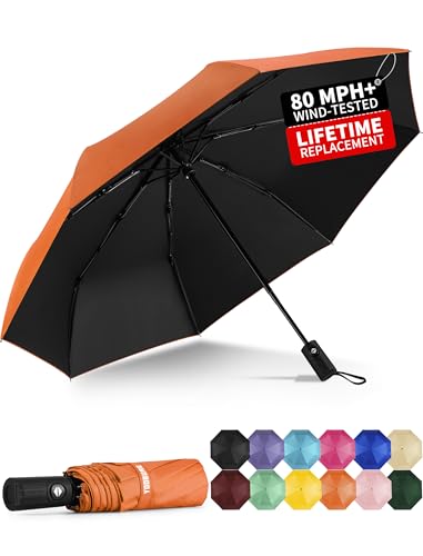Yoobure Windproof Automatic Travel Umbrella, Compact Folding UV Sun & Rain