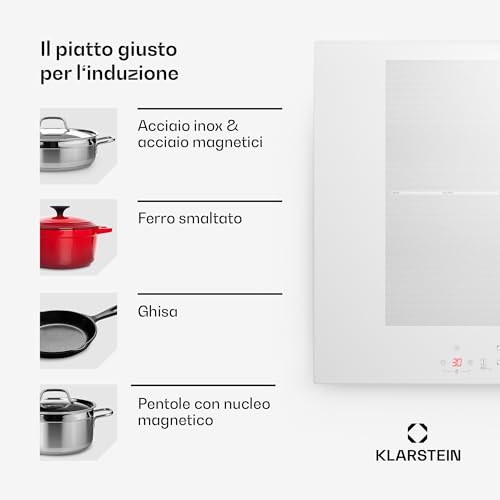 Klarstein Piano Cottura Elettrico Vetroceramica, Piano Cottura Elettrico 4 Fuochi Moderno, Piano Cottura Elettrico 4 Piastre 7000W Integrato, Piano Cottura Vetroceramica Elettrico Touch Con Timer - 7