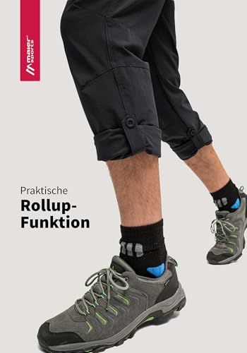 Maier Sports Nil, Herren Wanderhose, Wasserabweisende Outdoorhose für Trekking und Hiking, PFC-frei, mSTRETCH pro 4 & Dryprotec, Rollup-Funktion, Schwarz, 58