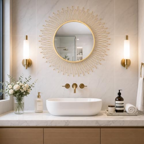 Sidra Decor® Gold Sunburst Wall Mirror | Decorative 24 Inch Round...