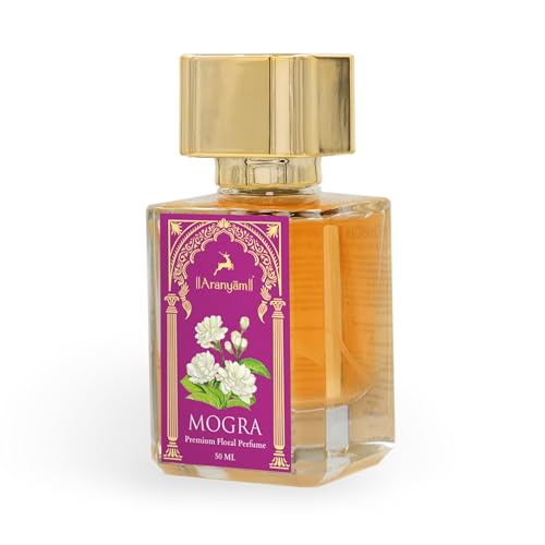 Image of Aranyam Perfumes Mogra Premium Floral Perfume for Women Long Lasting Fragrance 50ml (Eau De Parfum) Gift for Women, No Synthetic Chemicals, Alcohol Free, Liquid