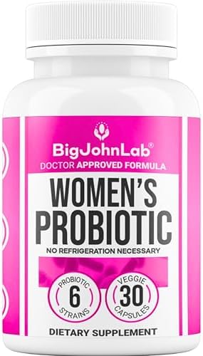 BIGJOHNLAB® - Women's Probiotic Supplement – 50 Billion CFU, 6 Active Strains + Prebiotics – Supports Digestion, Immunity & Wellness – Acid-Resistant, Dairy & Sugar Free, No Refrigeration, 30 Capsules