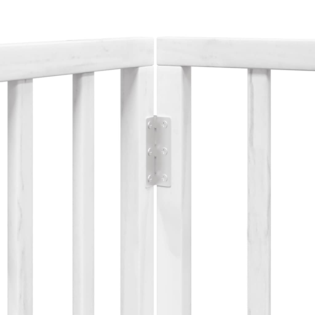 Puerta para perros de madera de álamo blanca, plegable, 640 cm, parque para perros plegable, 8 piezas, rejilla para perros con puerta con cerradura