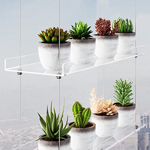 Clear Hanging Window Plant Shelves, Height Adjustable Acrylic , Indoor Windows Wall Hanging Plant Stand Flower Display, Flower Pot Organizer Storage for Grow Herbs, Microgreens, Succulents