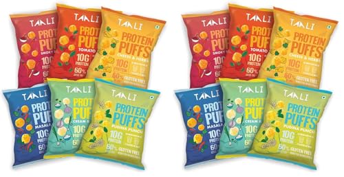 Image of Taali Jowar & Protein Puffs | 60 gm (Pack of 24) | Try All Flavors Pack | Healthy Roasted Tasty Snacks, Ready to eat | 100% Veg., Gluten free products,No Cholesterol, No Trans-Fat