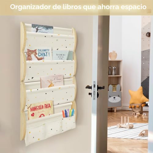 Miniatura 6 de Wooshwa Estanteria Libros Biblioteca Infantil Libreria Montessori Infantil Pared Madera 81x43x8cm - Terrazo