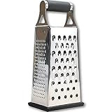 K BASIX Cheese Grater & Shredder - Stainless Steel - 4 Sided Box Grater - Large Grating Surface with Razor Sharp Blades - Perfect to Slice, Grate, Shred & Zest Fruits, Vegetables, Cheeses & More!