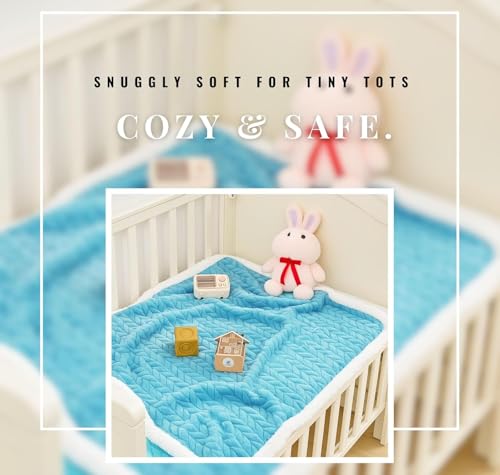 Image of VAS COLLECTIONS Ultra Soft Baby Blanket | Flannel + Sherpa | 2-Layer All-Season AC Sheet for Newborns (0-24 M) - Sky Blue