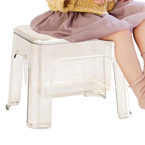 Taburete Transparente - Asiento Bajo Impermeable Con Espacio De Almacenamiento Material Engrosado, Taburete De Ducha Pequeño | Organizador De Cabecera Para Sala De Estar Y Baño, Taburetes De Ducha Com