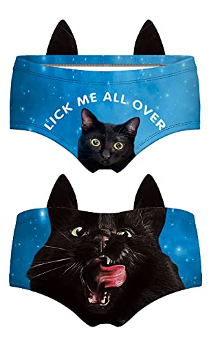 Image of JINKAIJIA Women's Flirty Sexy Funny Naughty 3D Printed Animal Tail Underwears Briefs Gifts With Cute Ears