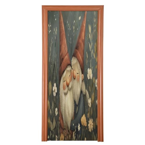 FLildon Valentine's Day Gnomes Couple Door Cover Decoration, Party Accessory Porch Decor for Festive Ornament Room Door Covers 35 x 79 Inch