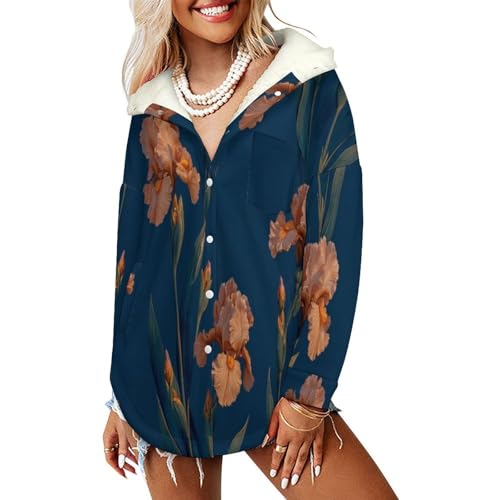 Manteaux à capuche femmes veste polaire chaude hiver style rétro grand confort marine Petit Iris