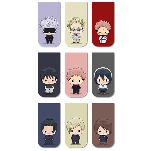 Image of Anime Bookmarks Chibi - Set of 9 Magnetic Bookmarks | Best Gift for Readers, Book Enthusiast & Fans | Fridge Magnets (Jujutsu Kaisen Chibi)
