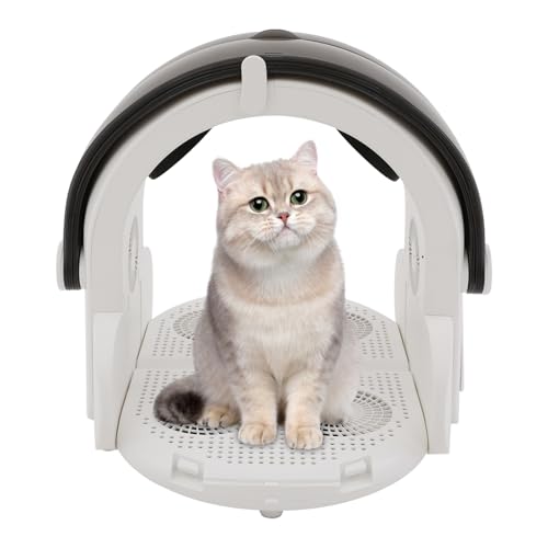 BAIODNB Foldable Smart Pet Dryer Box, 1000W Automatic Pet Dryer Small Dog Drying Box with 8 Fan 4 Speed, Cat Hair Blow 360° Ultra Quiet Drying Machine for Cats & Dogs(Grey)