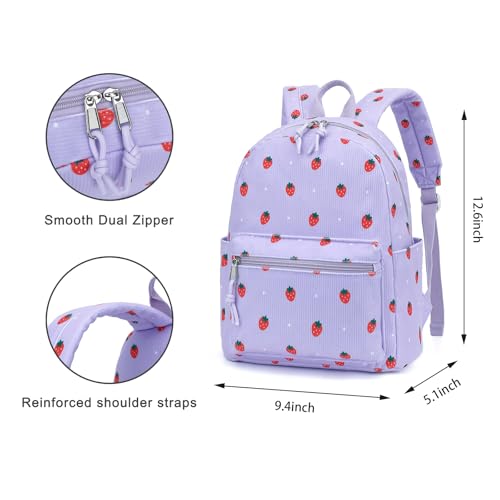 Image of Corduroy Womens Mini Backpack Girls Small Backpack Purse Fashion Casual Daypack School Bookbag (Strawberry Purple)