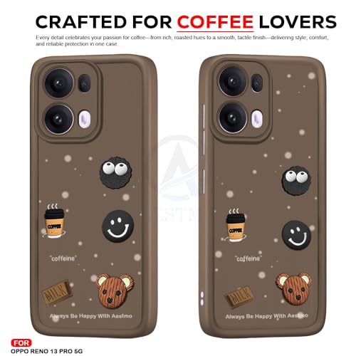 Image of AESTMO Back Case Cover for Oppo Reno13 Pro 5G | Cute Fun Cartoon 3D Ball | Coffee Silicone Case | Full Body Protection | Camera Protection Back Cover for Oppo Reno13 Pro 5G (Brown)