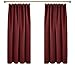 Deconovo Lot de 2 Rideaux Occultants Cuisine Bureau Rideau Galon Fronceur Chambre Fille Rideau L’hôtel Restaurant Noël Rouge Foncé 168x138cm Salle