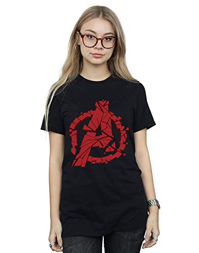 Image of Marvel Women's Avengers Endgame Shattered Logo Boyfriend Fit T-Shirt Black Large