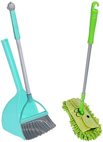 Cinhent Sets-3pcs Kid's Housekeeping Cleaning Tools Small Mop Small Broom Small Dustpanfor Little Girl or Boy Toy Mommy's Little Helper!