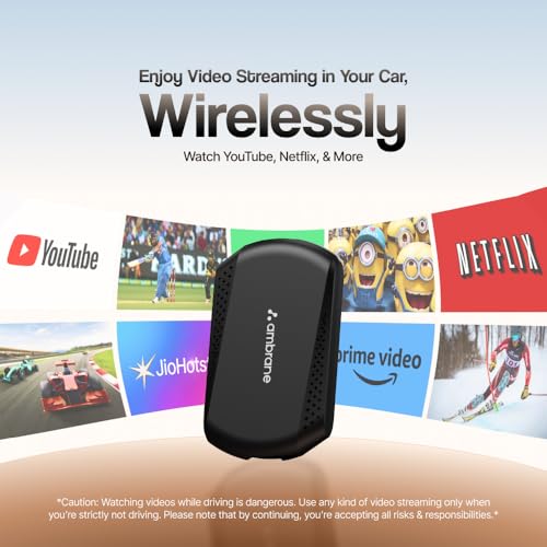 Image of Ambrane 2 in 1 Wireless CarPlay & Android Auto Adapter|Convert Wired to Wire-Less CarPlay /Android-Auto | Plug & Play USB Dongle|Bluetooth 5.4 + Dual-Band Wi-Fi | Works with iPhone & Smartphone, Black