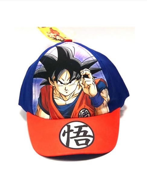 Gorra Infantil con Visera Compatible con Dragon Ball Super - Gorra Solar para niños y niñas de Goku (FR/ES, Números, 56, Azul)