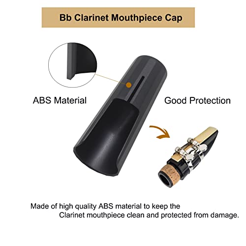 image for YUNNLEZT Bb Clarinet Leather Ligature and Plastic Clarinet Mouthpiece 