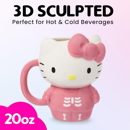 Image of Silver Buffalo Sanrio Hello Kitty Spooky Skeleton, 3D Sculpted Mug, 20oz