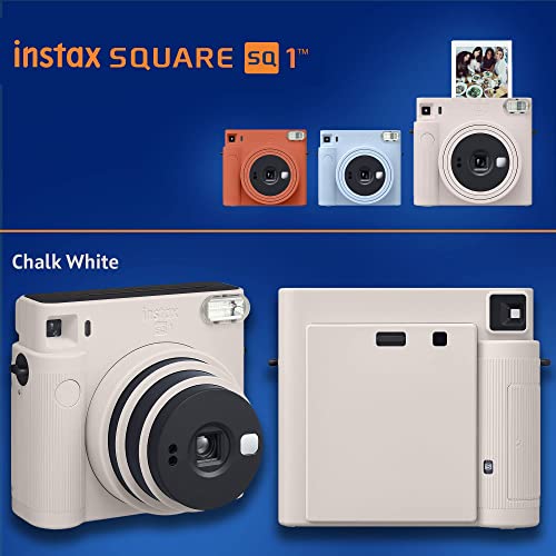 Fujifilm Instax Square Sq1 Chalk White Instant Camera + Fuji Instax Square Instant Film + Accessory Bundle #TOP2
