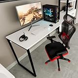 Mesa Escrivaninha Gamer Estilo Industrial 100x60cm MDF Premium Branco e Aço Carbono